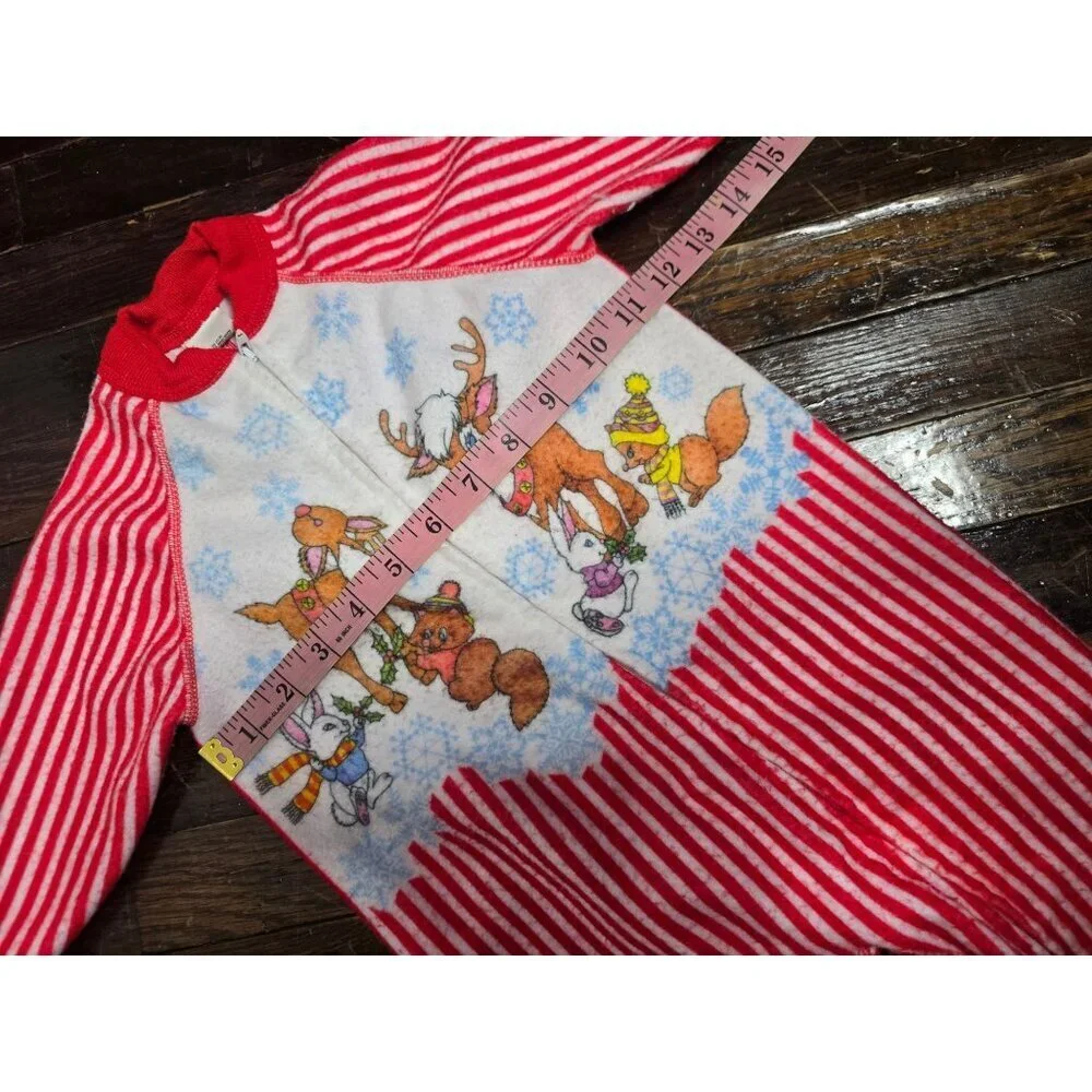 Vintage Montgomery Ward Christmas Striped Footed Pajamas size 3